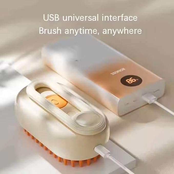 3-in-1 Steam Pet Brush for Cats & Dogs β Self-Cleaning Grooming Comb with Spray Mist, Massage & Shedding, Rechargeable USB, Anti-Static, Foldable Handle β White (WHITE)