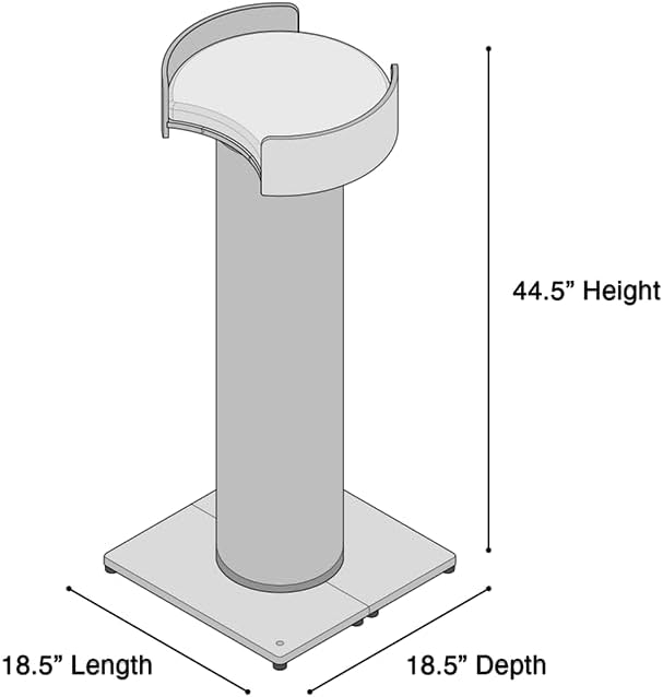 ONE FAST CAT - Giant Scratching Tower w/Perch - 44.5" Height with Replaceable Sisal and Removable Bed - Ash