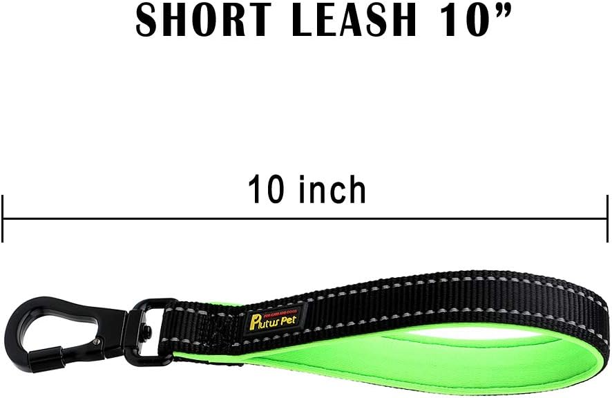 PLUTUS PET 10 Inch Short Dog Leash for Large Dogs with Locking Carabiner Clip & Padded Handle(10”, Black)