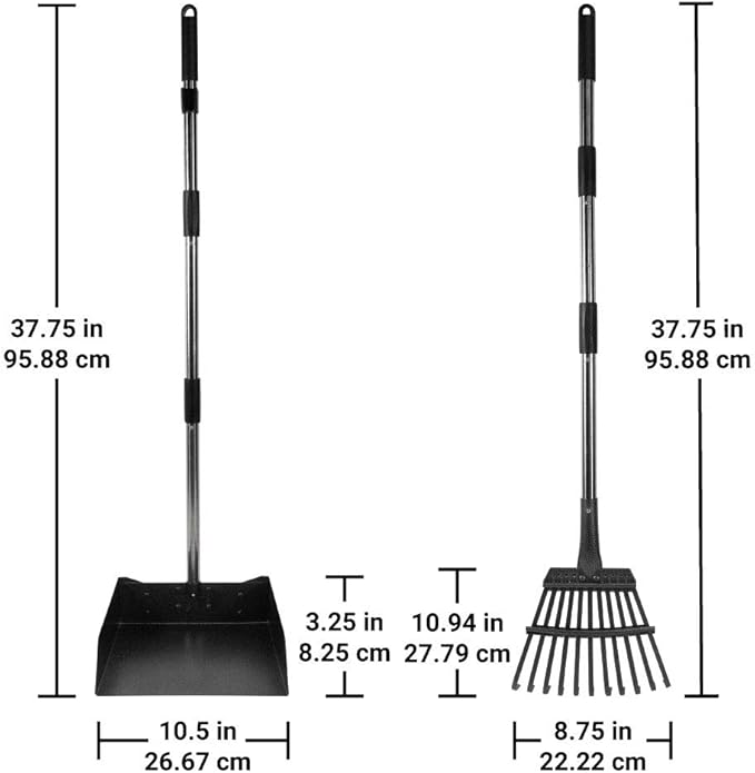 Bodhi Dog Pooper Scooper for Large Dogs - Heavy Duty Metal Poop Scoop w/Long Handle Tray & Rake - Dog Poop Scooper for Yard, Grass, Street, Gravel & Outdoor Areas - Pet Waste Cleanup Tool