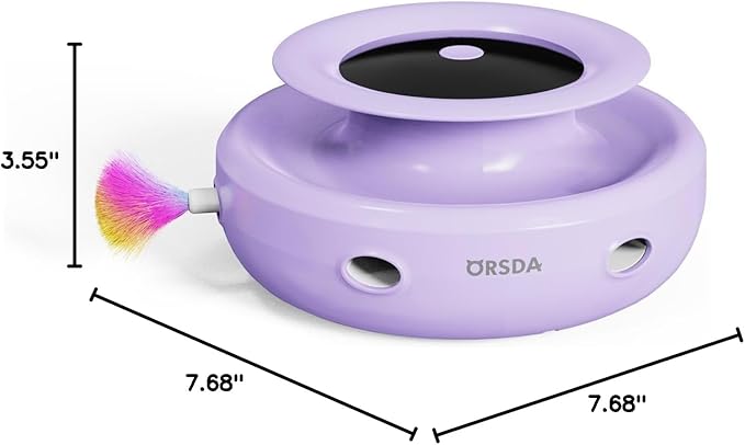 ORSDA Cat Toys, 2-in-1 Interactive Cat Toys for Indoor Cats, Automatic Cat Toy Balls, Mice Toys Ambush Feather Kitten Toys with 7pcs Attachments, Dual Power Supplies, Adjustable Speed, Auto On/Off
