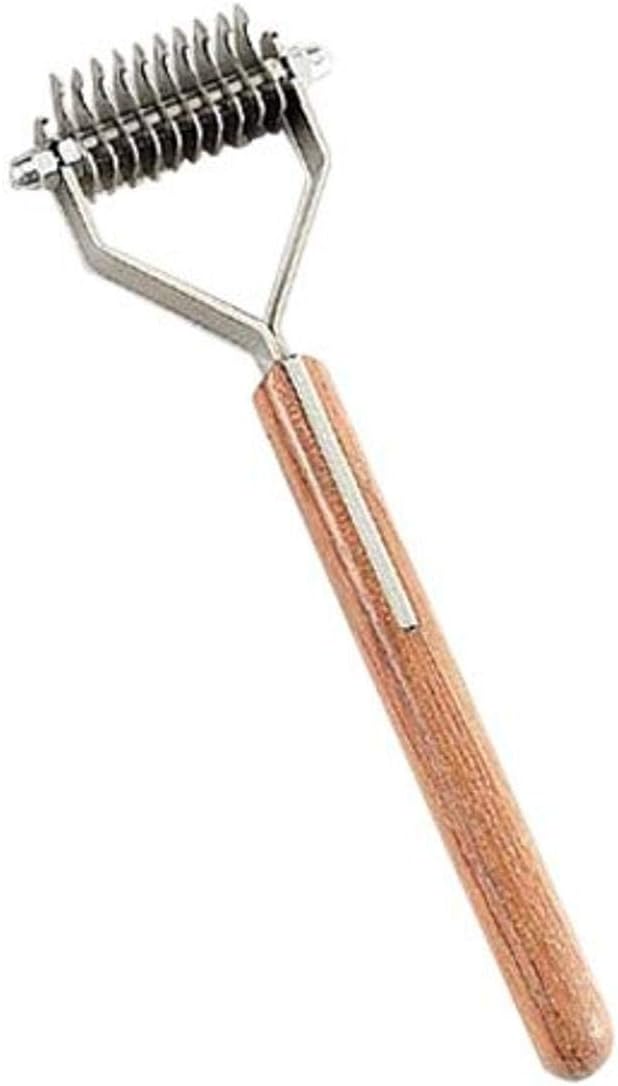 Mars Coat King Dematting Undercoat Grooming Rake Stripper Tool for Dogs and Cats, Stainless Steel with Wooden Handle for Thick Coats, 10-Blade Stripper for Groomers, Pet Owners
