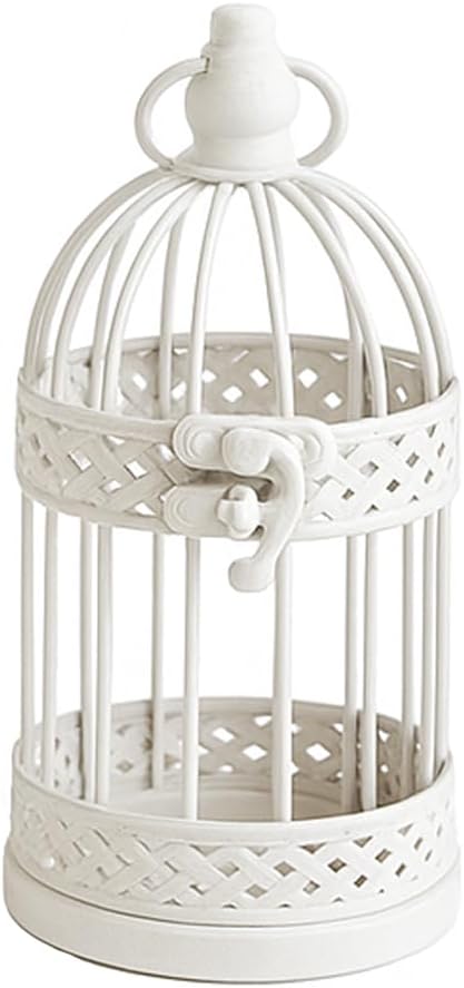 Vela Lanterns Bird Cage Decor Candle Holder Lantern Decorative Wedding Table Centerpiece Decorations, White, Small, Set of 4