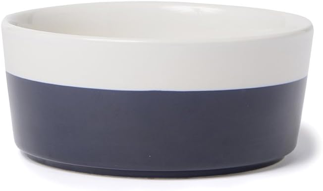Waggo Dipper Ceramic Dog Bowl for Small and Large Breeds - Heavyweight and Durable Pet Food and Water Dish Crock, Dishwasher Safe, Modern (Midnight Blue, Medium)