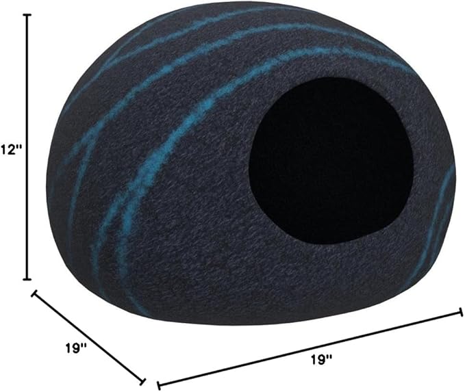 MEOWFIA Cat Cave – Premium Felt Cat Bed for Indoor Cats, Handmade 100% Merino Wool (Large, Black Aqua)