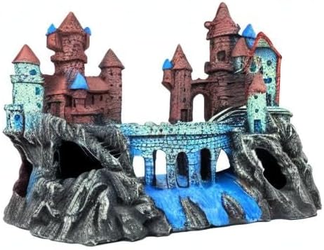 Aquarium Castle Decoration for Fish Tank Castle Cave Hideouts House Plants Supplies Accessories Safe for Freshwater and Saltwater Fish Tanks – Medium (Brown)