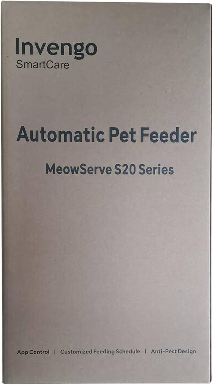 Cat Feeder Automatic - Cat Food Dispenser MeowServe S20, Auto Dog Feeder with Stainless Steel Bowl, 5L Pet Feeder with Patented Anti-Jam Port, App, Dual Lock Lid, Dual-Band WiFi & Power Supply