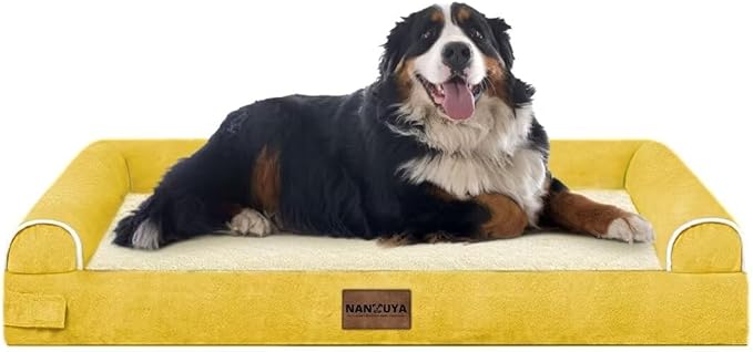 Large Dog Bed Orthopedic Washable: Jumbo Dog Bed Bolster Extra Large Dogs Egg Crate Foam Sofa Couch Waterproof Removable Cover - Ginger
