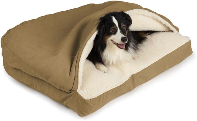 Snoozer Pet Products Luxury Rectangle Cozy Cave Dog Bed with Microsuede, Extra Large, Camel