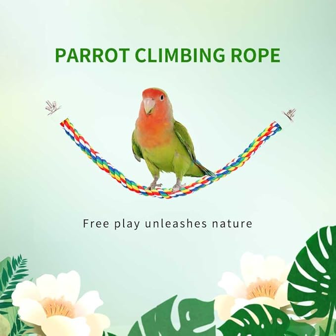 Bird Perch,Bird Rope Perch & Rope Perch,Bird Perches for Cage,Rope Perch for Conures,Parrots,Cockatiel,Lovebird,Budgerigar,Parakeet Rope Perches for Cage
