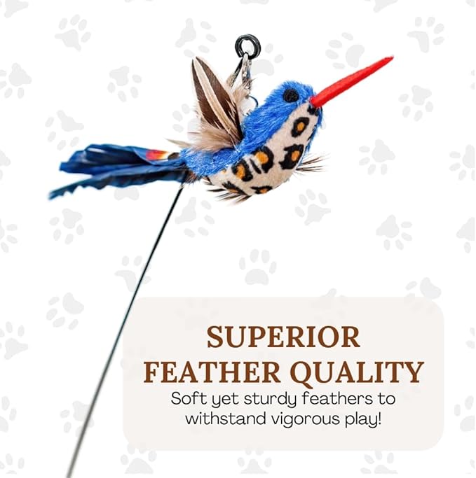 Interactive Bird Simulation Cat Toy Set Interactive Cat Toys for Indoor Cats Cat Feather Toy 5 Replacement Birds Realistic Feathers & Bells