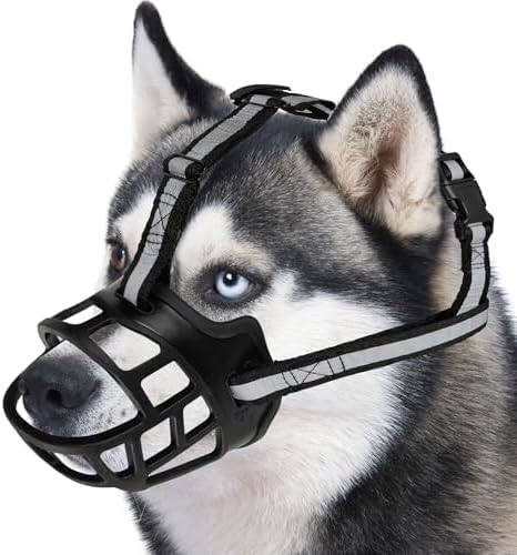 Dog Muzzle for Large Dogs, Breathable Basket Muzzles for Small, Medium and X-Large Aggressive Dog, Allows Panting Drinking, Suitable for Grooming Trimming Training (6, Blacks)
