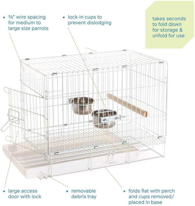 Artisanal Artistry Bird Cage with Handcrafted Design, Intricate Details, Spacious Interior for a Stylish and Comfortable Home White/Small