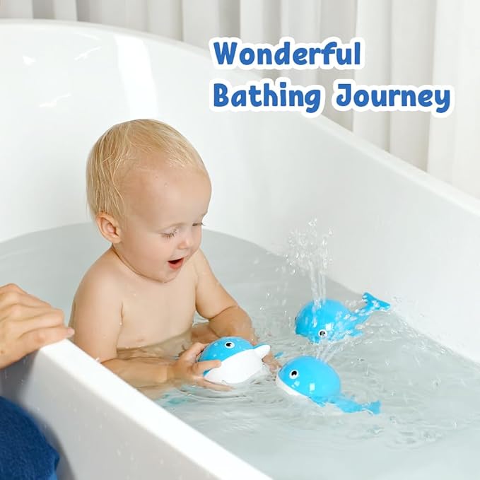 Baby Bath Toys for 6-12 Months, Rechargeable Bath Toys for Babies 6-18 Months, Whale Bath Toy Sprinkler for Toddlers 1-3 2-4, Light Up Bath Toy for Kids, Infant Bathtub Toys