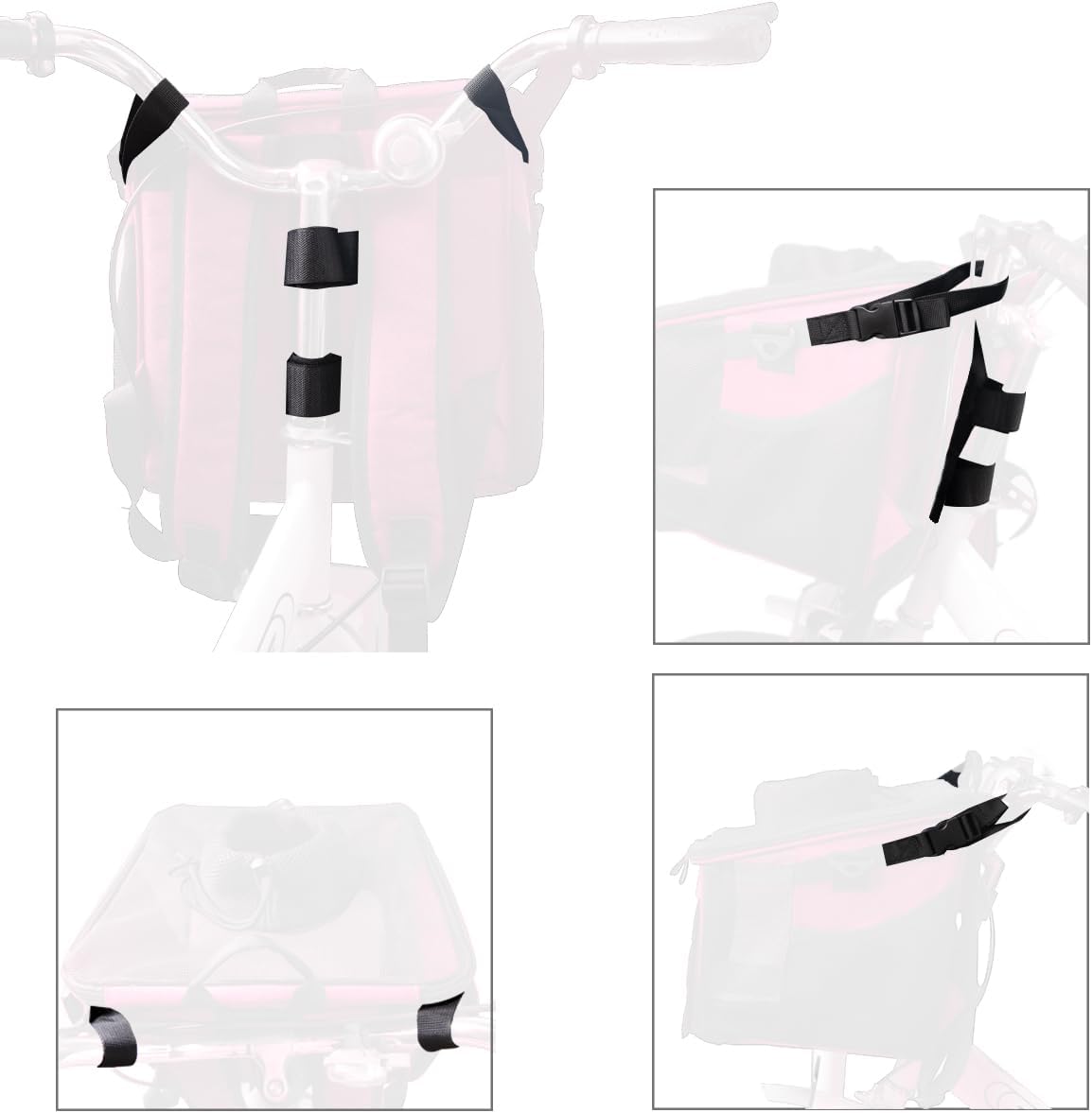 Pet Carrier Bicycle Basket Bag Pet Carrier/Booster Backpack for Dogs and Cats with Big Side Pockets,Comfy & Padded Shoulder Strap,Travel with Your Pet Safety(Pink Carnation)
