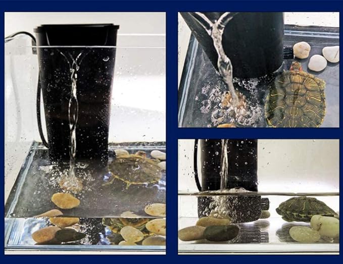 LONDAFISH Ultra-Low Water Level Turtle Filter - 600L/H Submersible Aquarium Filter w/Waterfall Oxygenation, Quiet Operation for 10-40 Gallon Tanks