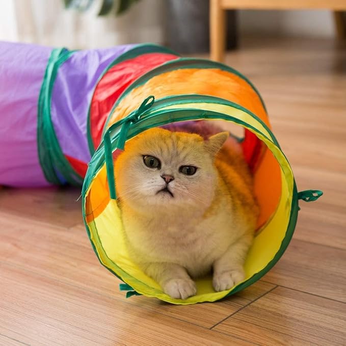 Cat Tunnels for Indoor Cats, Interactive Peek-a-Boo Cat Chute Cat Tube Toy, Camouflage S-Tunnel