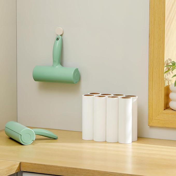 Large Lint Roller with Refills for Pet Hair Removal Extra Sticky 6.3 inch Wide Surface Lint Roller with Cover for Clothes Couch Furniture (Total 5 Sticky Rolls)