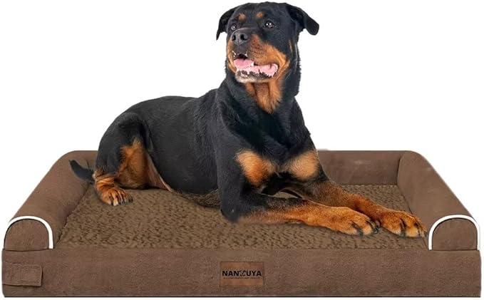 Large Dog Bed Orthopedic Washable: Beds Bolster XXL Bed Big XLarge Dogs Egg Crate Foam Sofa Couch Waterproof Removable Cover - Dark Coffee