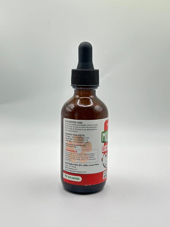 Liquid Multivitamin for Dogs – Cat Multivitamins for Indoor Cats – 10-in-1 Liquid Dog Vitamins B Complex, C, D3 – Digestion, Urination, Hip & Joint, Skin & Coat – Cranberry Flavor – 2 Oz