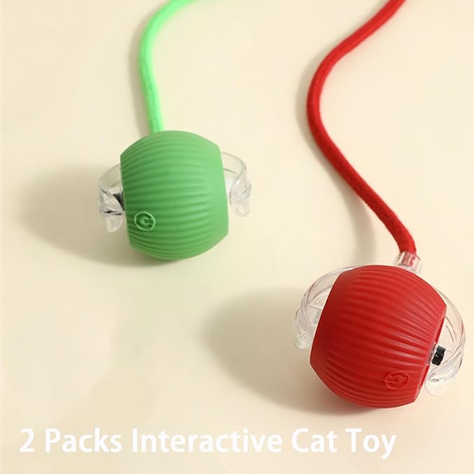 2 Packs Interactive Cat Toy Ball for Indoor Cats - 3-Speed Smart Rolling Ball with Flashing Lights, USB Rechargeable Automatic Motion Kitten Toys for Bored Adult Cats & Playful Kittens