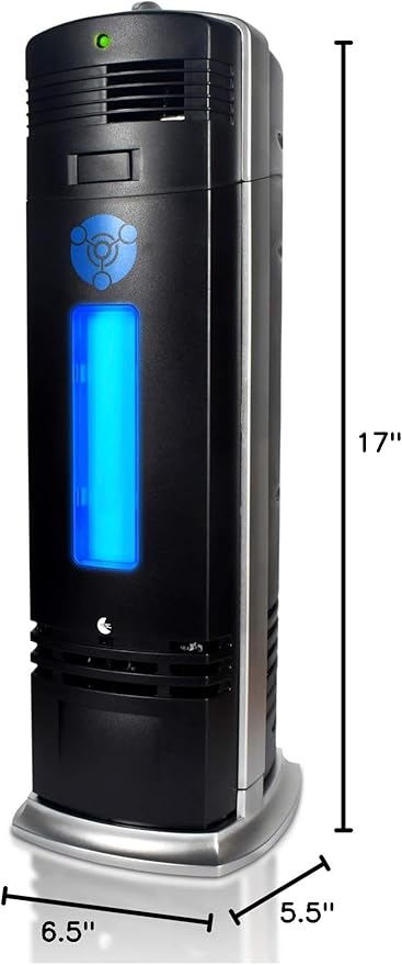 B-1000 Permanent Filter Ionic Air Purifier Pro Ionizer with UV-C, New (Black)