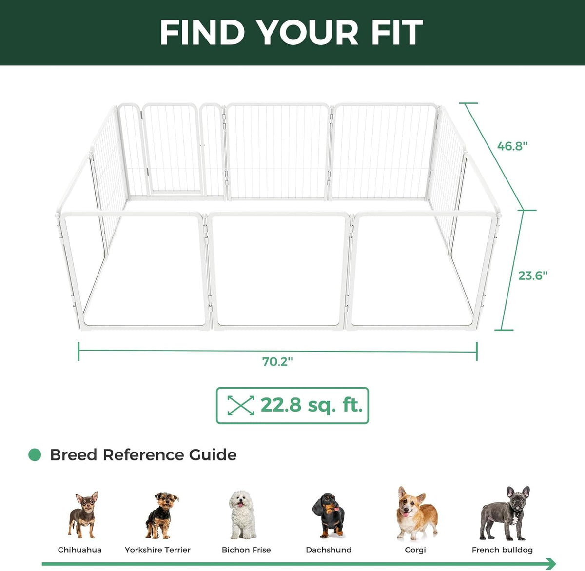 FXW Homeplus Unleashed Indoor Dog Playpen - Stress-Free and Safe Play, Heavy Duty 24 Inch 5 Acrylic Panels + 5 Wire Panels Dog Pen for Puppy and Small Dogs, White│Patented