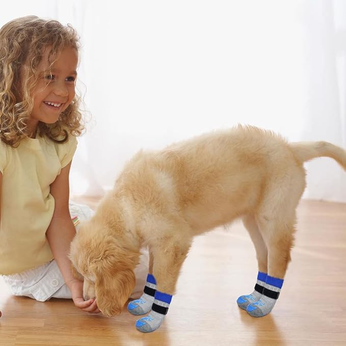 BEAUTYZOO Anti-Slip Dog Socks,Dog Shoes for Hot/Cold Pavement,Paw Protectors with Grips 3 Pairs for Puppy Small Medium Large Senior Old Dogs,Dog Socks to Prevent Licking and Hardwood Floor Protection