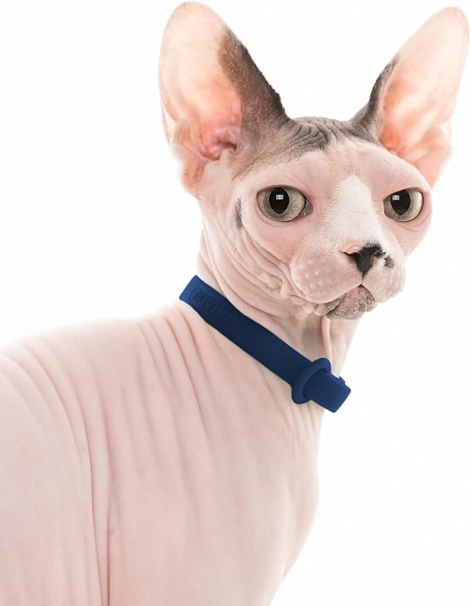 Break Away Collar for Cats - Soft, Thin, and Lightweight Safety Buckle Collar with Name Tag Ring for Outdoor Cats and Sensitive Skin Kittens by Nuvuq (6 ⅞" to 10 ¼", Dark Blue)