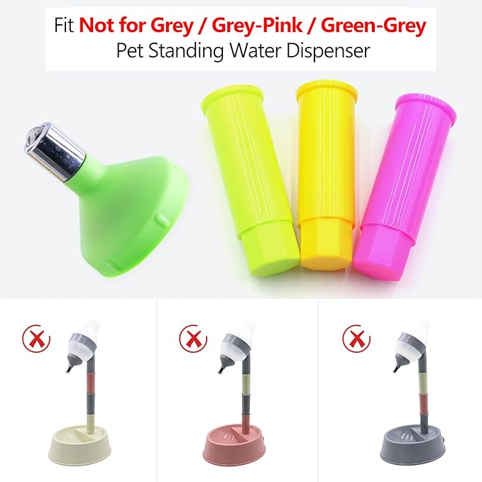 NACOCO Pet Standing Water Dispenser - Cat Dog Standing Detachable Pole Automatically Feeding Water Height Adjustable(Green/Red/Yellow Adjustable Rods, Green Water Tap)