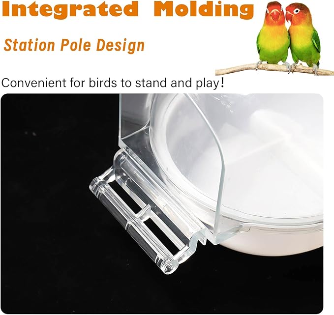 Bird Bath Box for Cage,Parrot Hanging Planet Bathtub No-Leakage Transparent Omnidirectional Observation Tub Shower Box Birds Cage Accessory for Canary Parrot Cockatiel Lovebird
