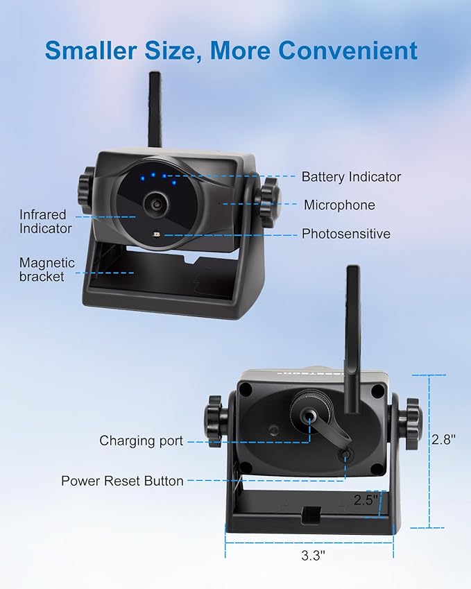 1080P Solar Magnetic Wireless Backup Camera, 90 Days Standby Rechargeable Battery, Waterproof Rear/Front View Camera for Hitching Boat Trailer Horse Pickup RV Car for iPhone iPad Android