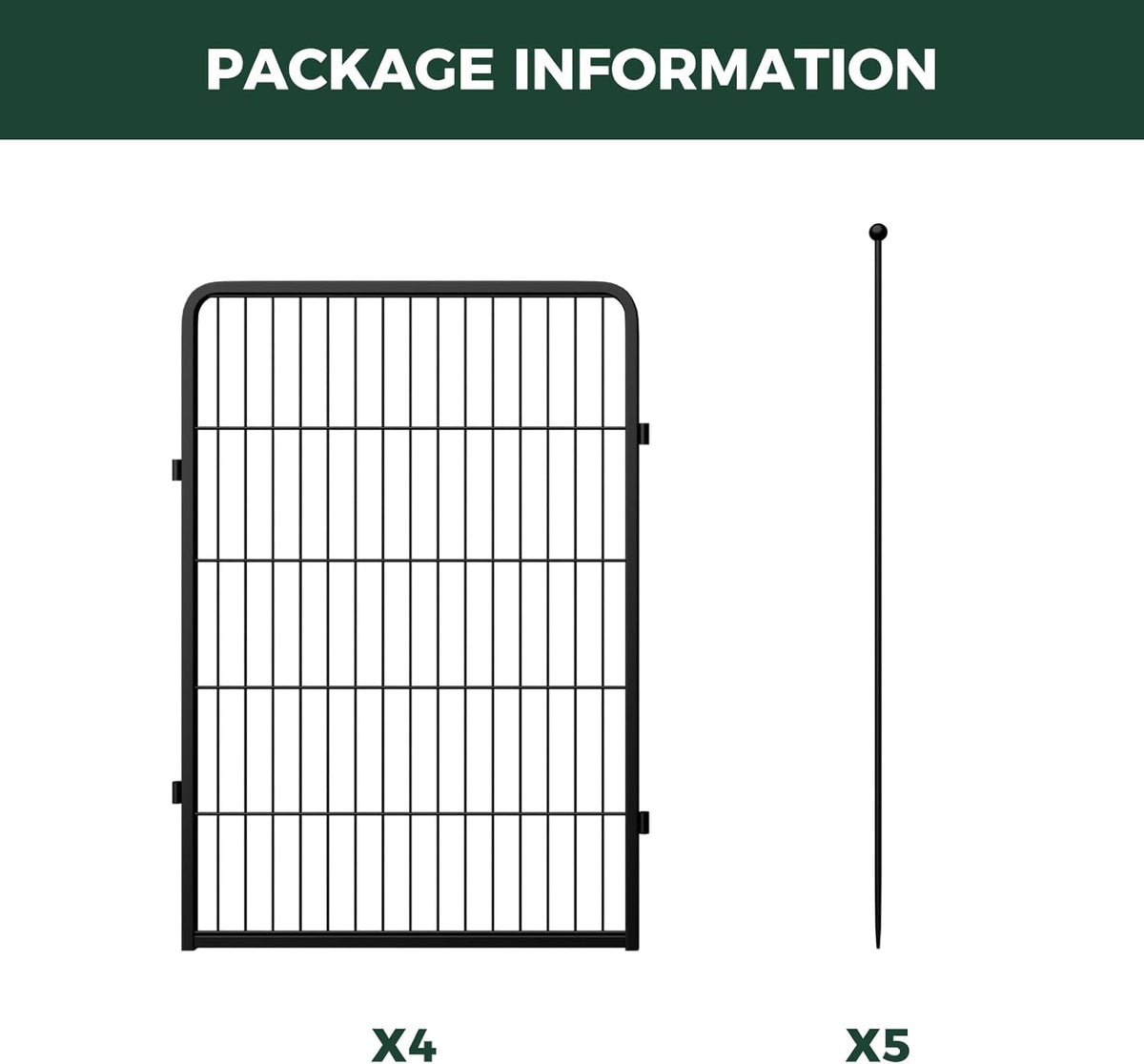 FXW Rollick Unleashed Dog Playpen for Indoor, Yard, RV Camping, 40 inch 4 Panels for Medium and Large Dogs, Black│Patented