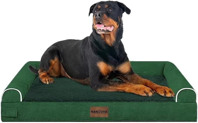 Large Dog Bed Orthopedic Washable: Beds Bolster XXL Bed Big XLarge Dogs Egg Crate Foam Sofa Couch Waterproof Removable Cover - Emerald