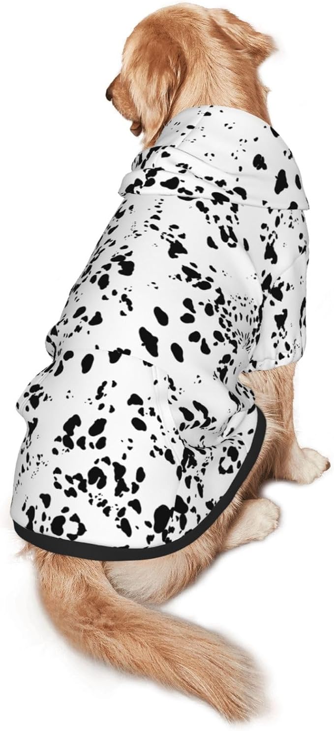 Dalmatian Hoodie, Cute Halloween Cosplay Winter Costume With Pocket, Dalmatians Print Clothes for Medium Large Dogs
