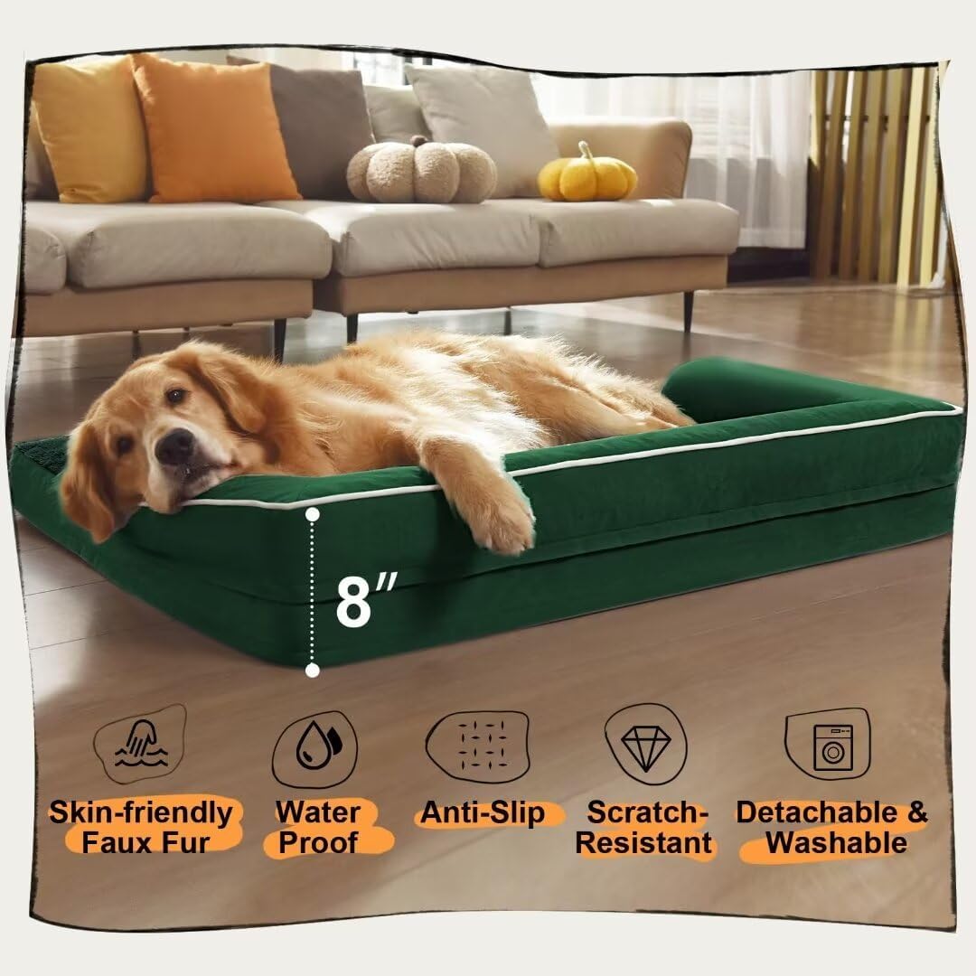 Large Dog Bed Orthopedic Washable: Beds Bolster - XL XLarge Big Dogs - Memory Foam - Ultra-Soft XXL Dog Crate Beds- Waterproof with Removable Cover