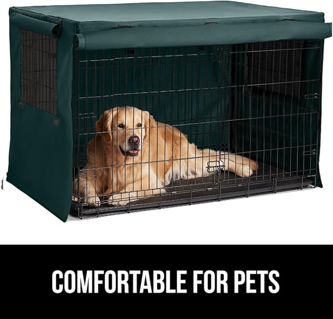 GORILLA GRIP Dog Crate Covers Compatible with Amazon Basics Dog Crates, All Sides Open, Privacy Cover Fits 36" Wire Kennel, Breathable Mesh Windows, Light Reducing Training Cage Topper, Hunter Green