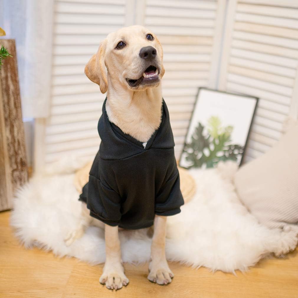 KOOLTAIL Basic Dog Hoodie - Soft and Warm Dog Hoodie Sweater with Leash Hole and Pocket, Dog Winter Coat, Cold Weather Clothes Sweatshirt for Small Medium Large Dogs Puppy Cat Boys Girls Black XXL