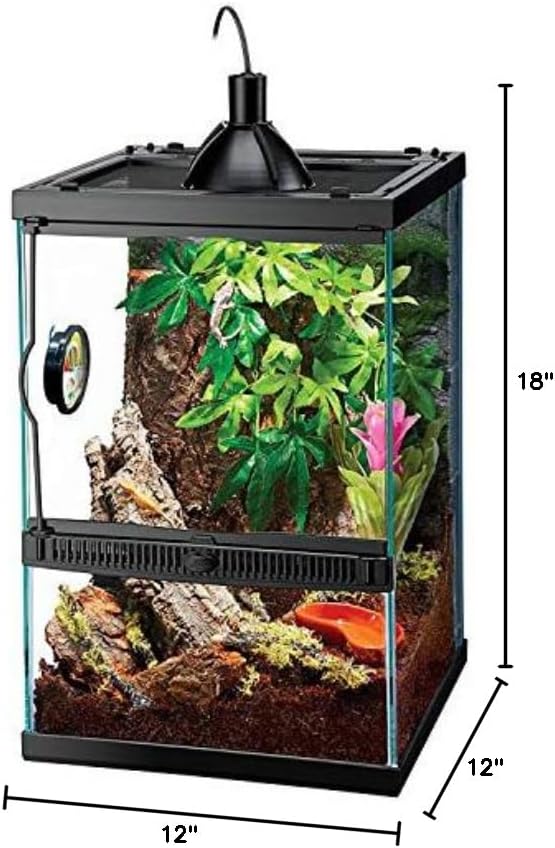 Zilla 11 Gallon Glass Tropical Vertical Habitat Starter Kit for Small Tree Dwelling Reptiles & Amphibians