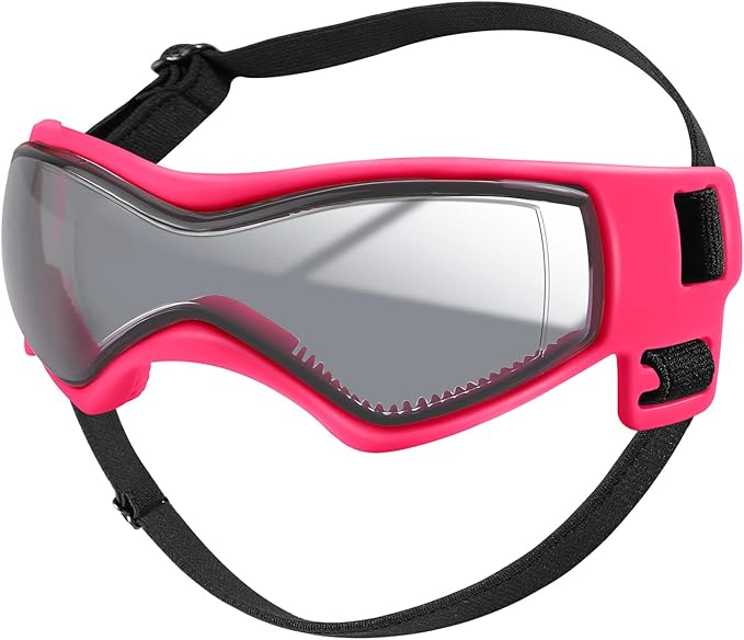 QUMY Dog Goggles UV Protection for Small to Medium Breed, Dog Sunglasses Windproof Anti-Fog Dustproof Snowproof, Puppy Glasses for Outdoor Riding Driving with Comfortable Frame Adjustable Straps