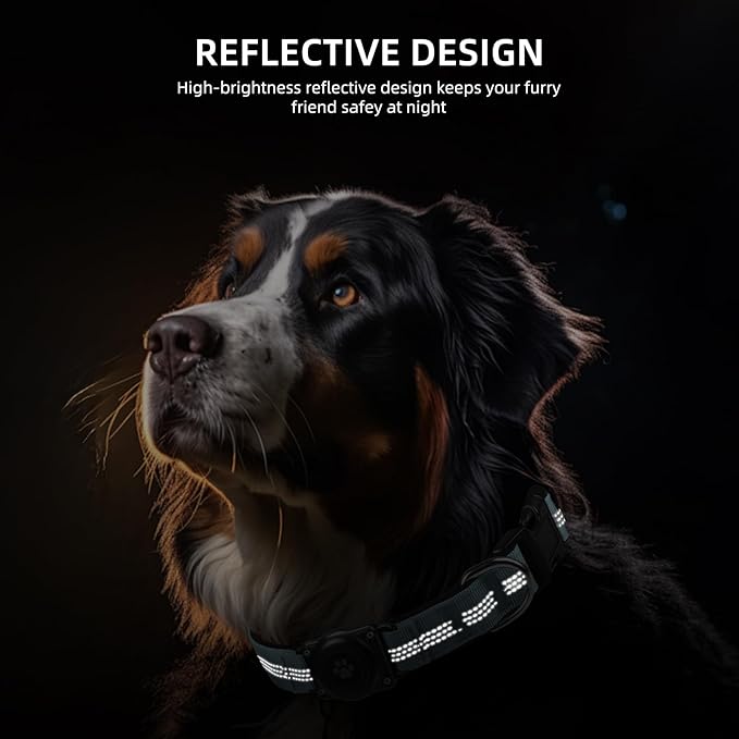 Upgraded AirTag Dog Collar, IP68 Waterproof Air Tag Dog Collar Holder, Reflective, Ultra-Durable, Comfortable Padded, Heavy Duty Dog Collars for Small Medium Large Dogs (L (14.8"-20.3"), LightBlue)