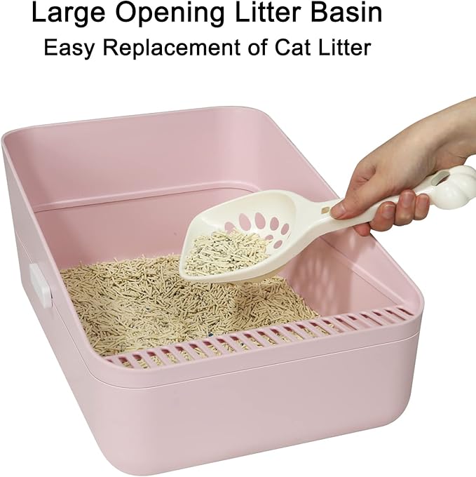 Sfozstra Cats Litter Box Low: Pink Small for Kittens up to 8 lbs, Anti Tracking Design Space Saving for Apartments