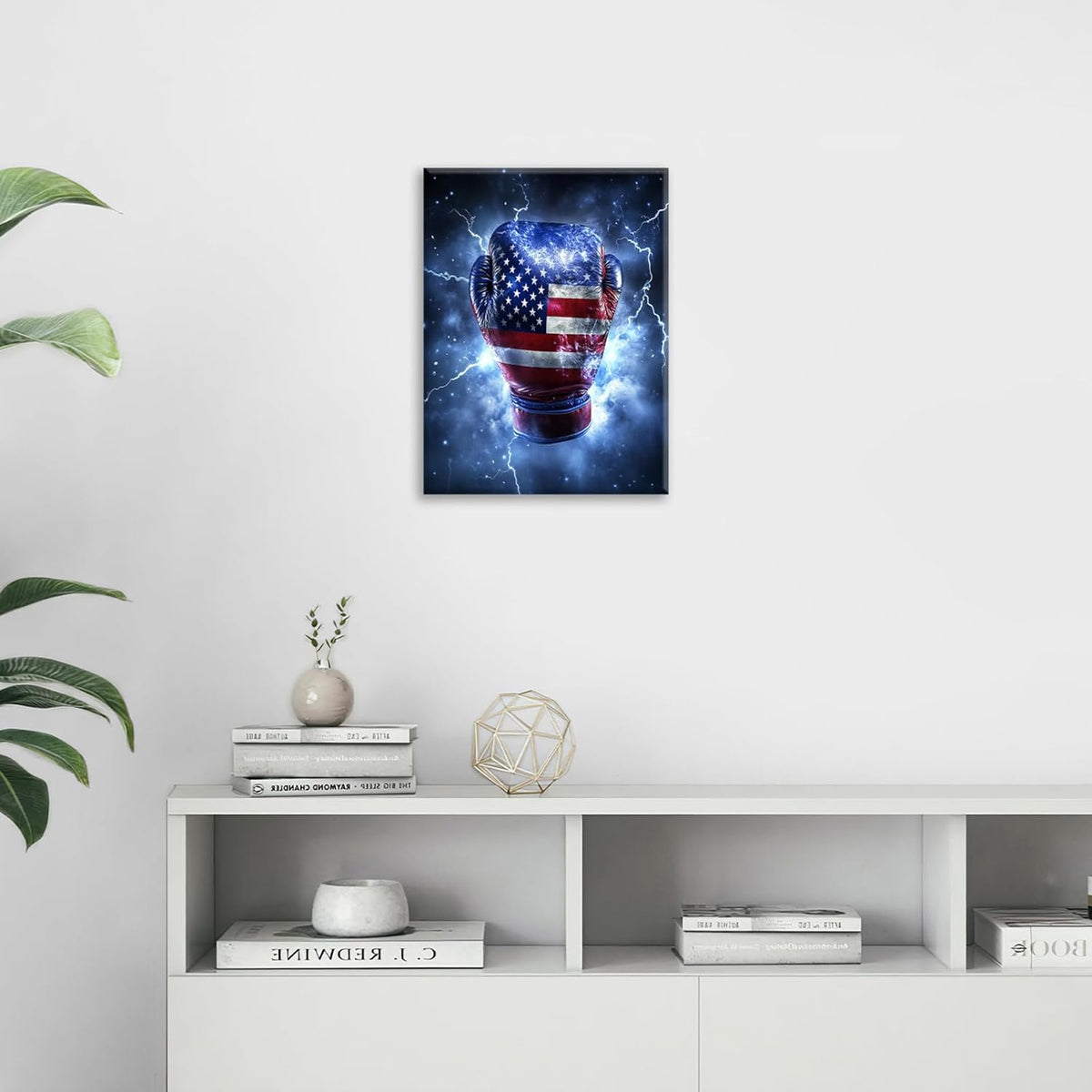 Sports Boxing Wall Art Canvas American Flag Wall Decor Prints Framed Painting Gym Pictures Gifts Artwork for Bathroom Living Dining Room 12"x16"