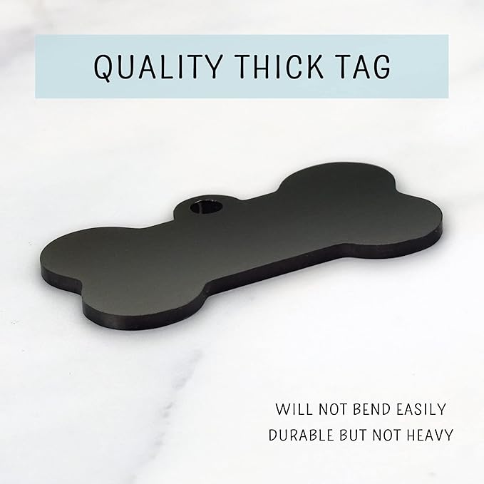 Ultra Joys Custom Personalized Pet ID Tag for Dogs, Brushed Stainless Steel Bone Dog Tag Black Small