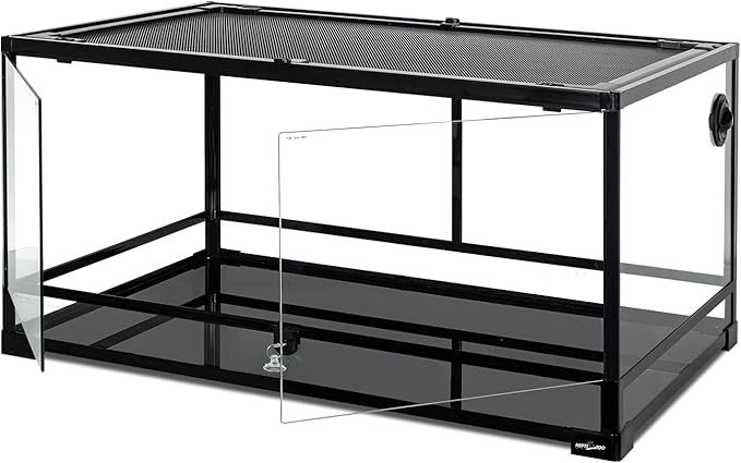 REPTI ZOO 36" x 24" x 18" Glass Reptile Terrarium, Front Opening Reptile Habit Tank with Double Hing Doors, Knock-Down Terrarium with Top Screen Ventilation 68 Gallon