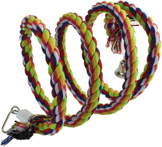 2pcs 63in Bird Perch Rope Bungee Parrot Toy - Pure Natural Cage Chewing Toy