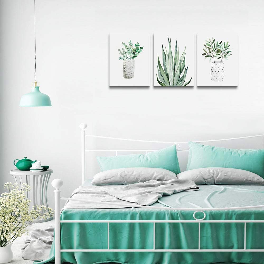 farmhouse Wall Art painting for dining room bathroom Abstract Canvas art family Wall decor for Bedroom kitchen Wall Decoration Living Room decor art Green Leaf pictures Artwork for home walls 3 piece