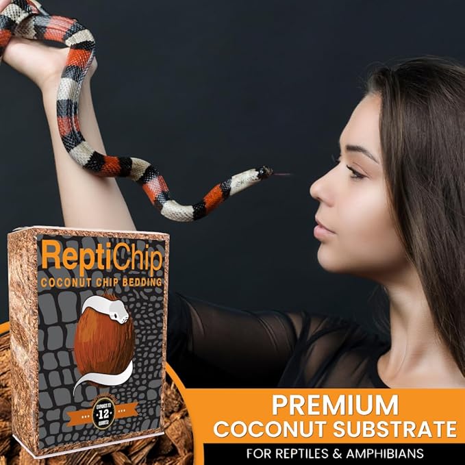 ReptiChip Reptile Bedding Loose Coconut Chip 6 Quart Coco Husk Substrate Mulch for Snake Habitat, Ball Python Terrarium, Turtle Tanks, Tortoise Enclosure