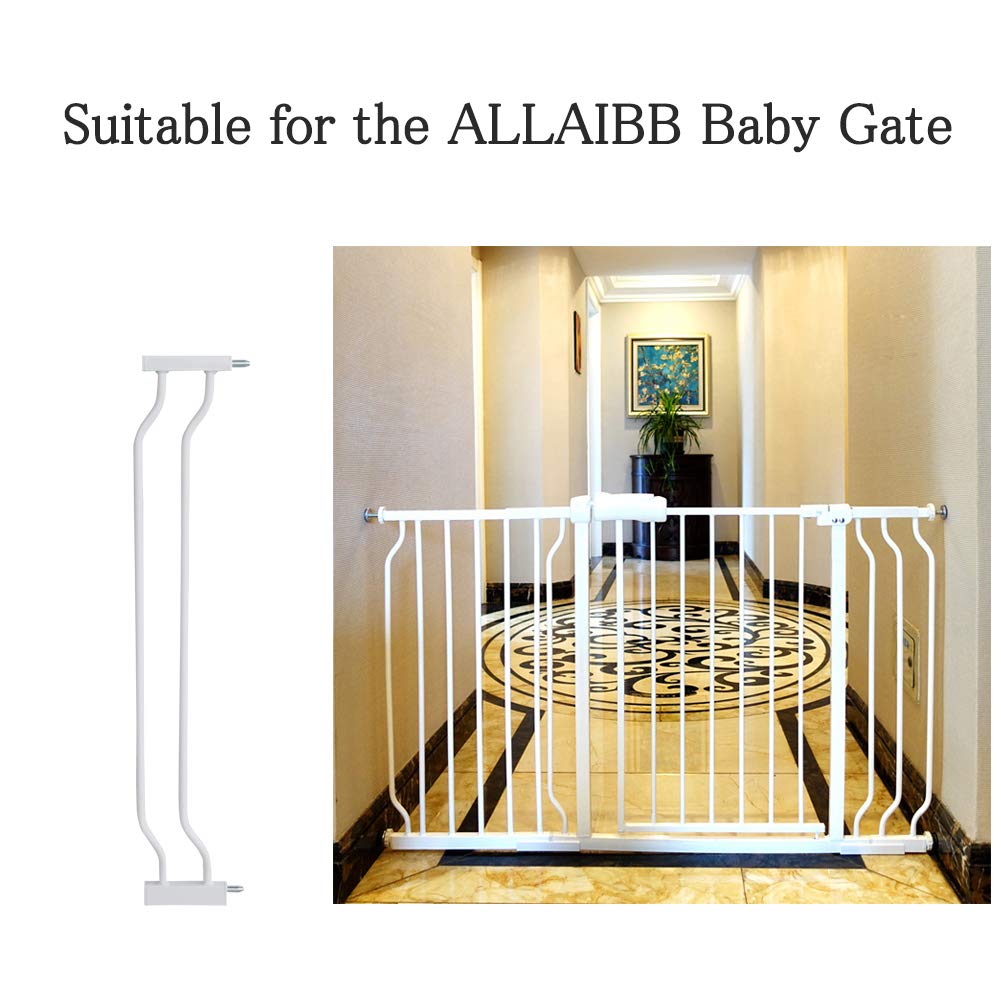 ALLAIBB Extra Wide Pressure Mounted Baby Gate Walk Through Child Kids Safety Toddler Tension White Long Large Pet Dog Gates with Extension for doorways Kitchen and Living Room (4.72"/12cm)
