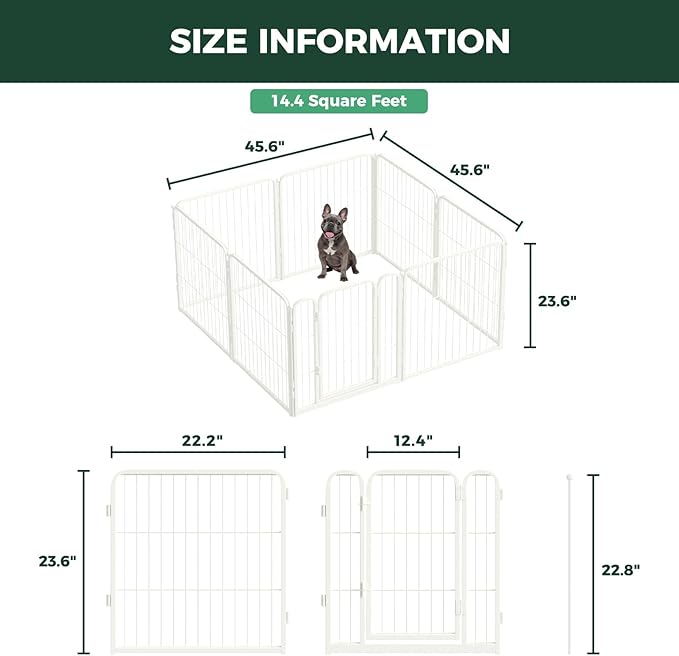 FXW Homeplus Unleashed Indoor Dog Playpen - Stress-Free and Safe Play, Heavy Duty 24 Inch 8 Panels Dog Pen for Puppy and Small Dogs, White│Patented